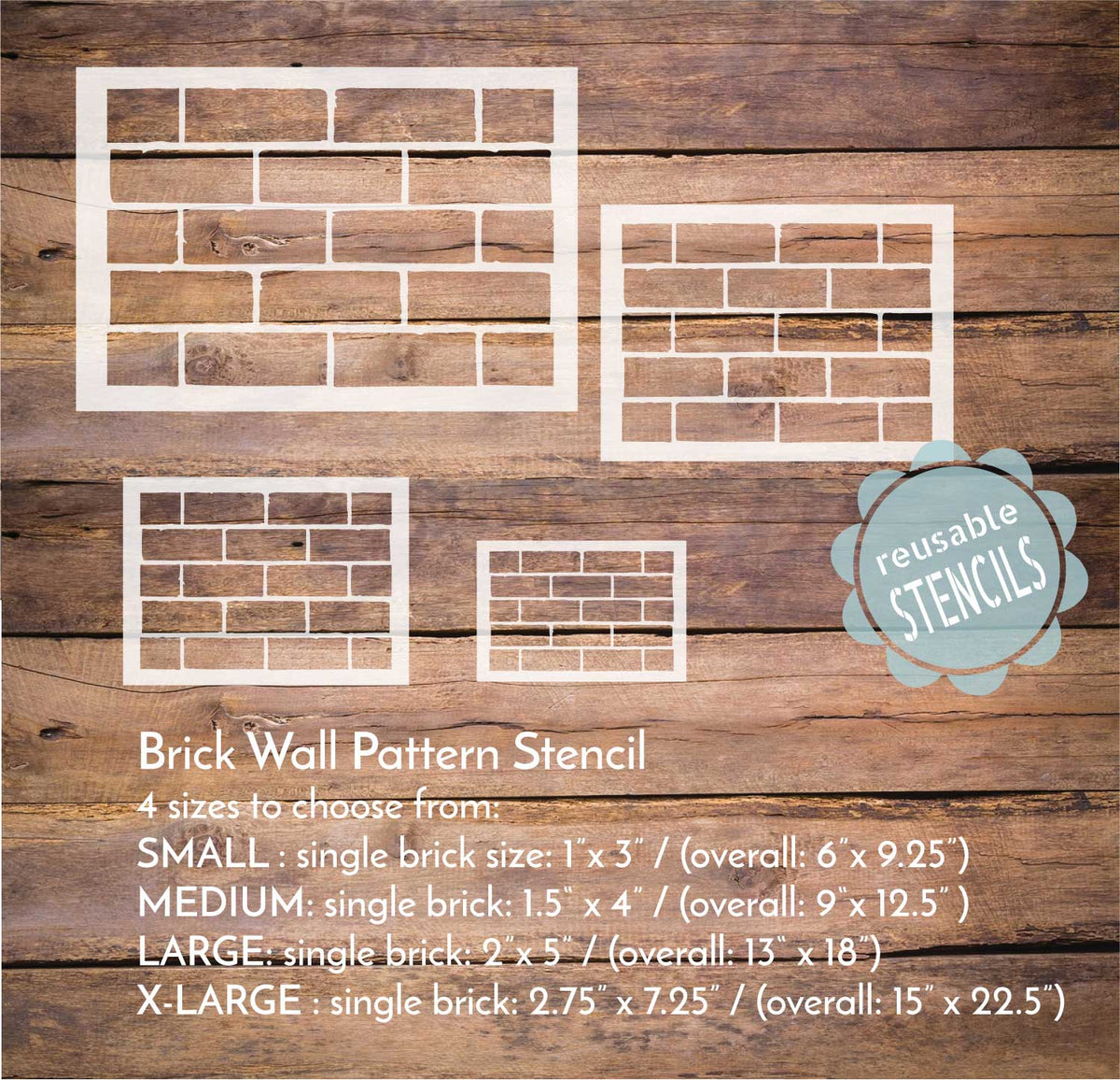 Stencil, Brick Wall, 30,5x30,5 cm, 0,31 mm, 1 Sheet