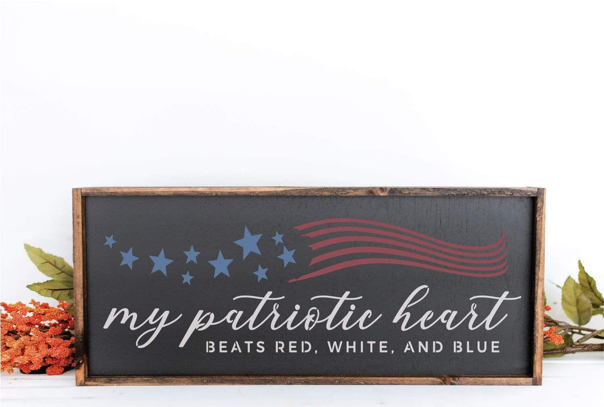 : My Patriotic Heartt Beats Red White and Blue Flag