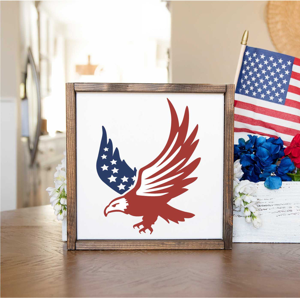 American Flag with Eagle Stencil | Stencilmonkey