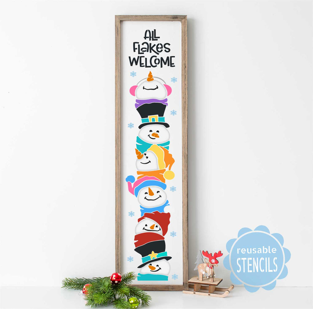 WallCutz  All Flakes Welcome / Stackable Snowmen Stencils Stencil