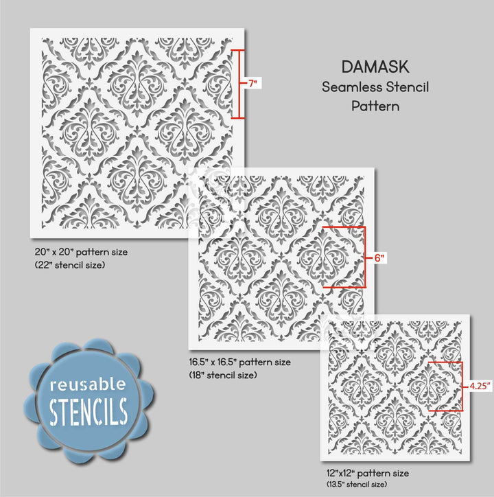 WallCutz  Damask Pattern Stencil (H) / Seamless Pattern Stencil