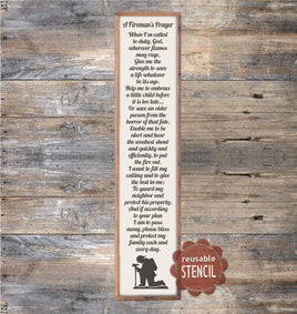 Fireman's Prayer / Kneeling Firefighter Stencil
