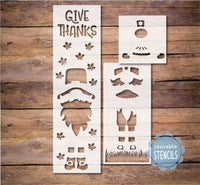 WallCutz  Give Thanks Pilgrim Gnome / Reusable Stencil Stencil