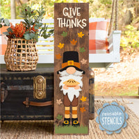 WallCutz  Give Thanks Pilgrim Gnome / Reusable Stencil Stencil