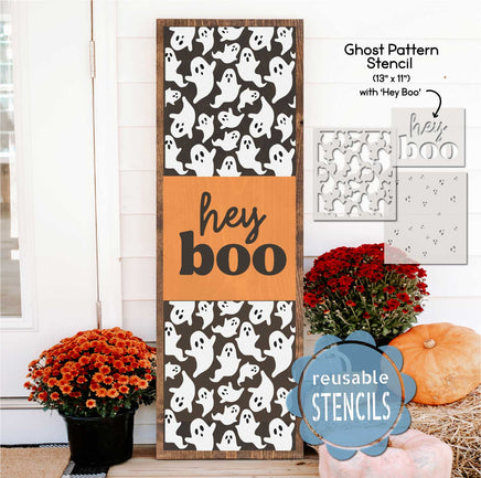 WallCutz  Hey Boo / Ghost Pattern Stencil Stencil