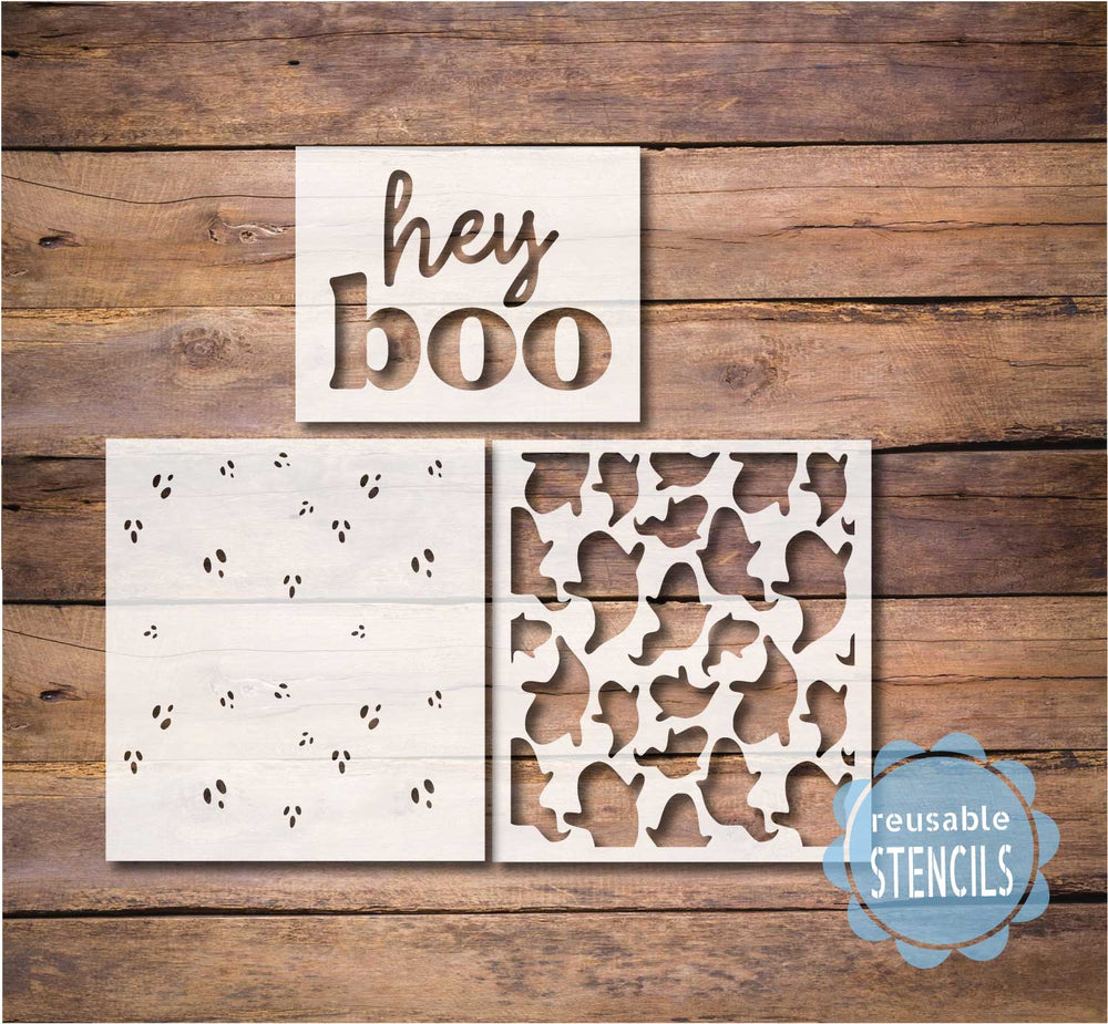 WallCutz  Hey Boo / Ghost Pattern Stencil Stencil