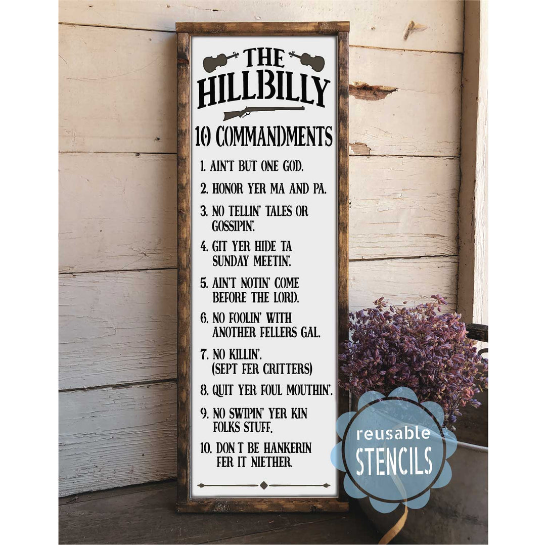 WallCutz  Hillbilly Ten Commandments / Reusable Stencil Stencil