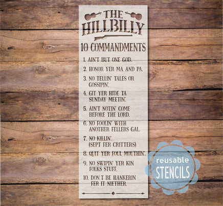 WallCutz  Hillbilly Ten Commandments / Reusable Stencil Stencil