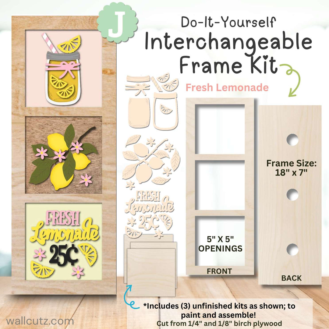 WallCutz  Interchangeable 5" x 5" Kits / Fresh Lemonade Wood Kit