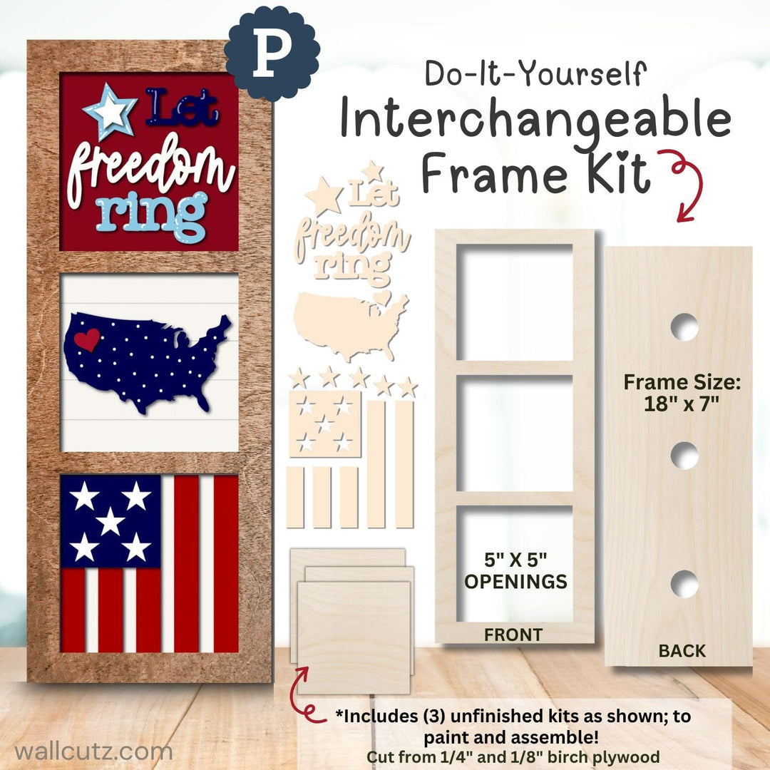 WallCutz  Interchangeable 5" x 5" Kits / Let Freedom Ring Wood Kit