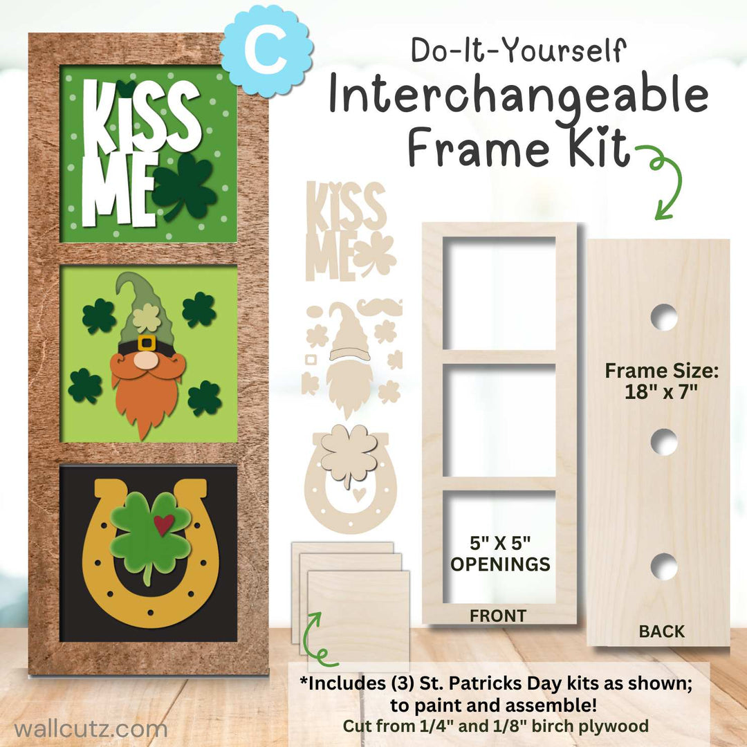 WallCutz  Interchangeable 5" x 5" Kits / Set (C) St. Patrick's Day Wood Kit