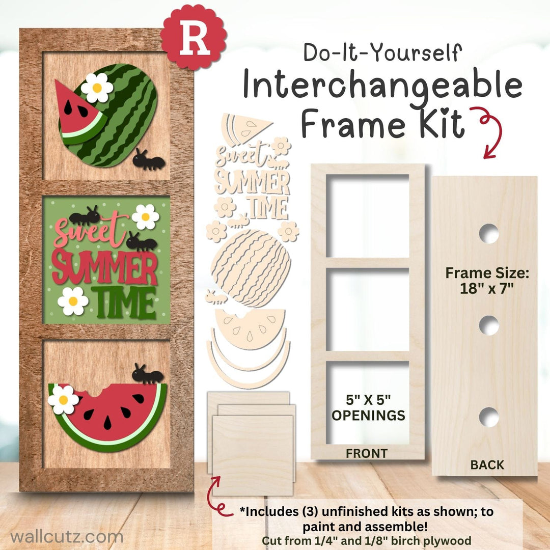 WallCutz  Interchangeable 5" x 5" Kits / Sweet Summer Watermelon Wood Kit