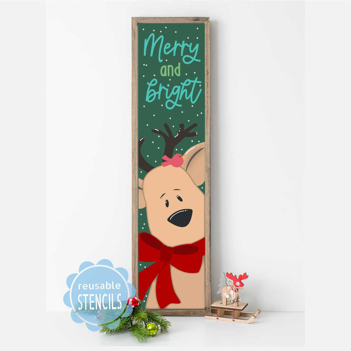 WallCutz  Merry and Bright Reindeer Stencil Stencil