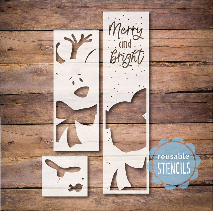 WallCutz  Merry and Bright Reindeer Stencil Stencil