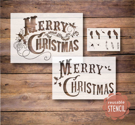 WallCutz  Merry Christmas Vintage Stencil Stencil