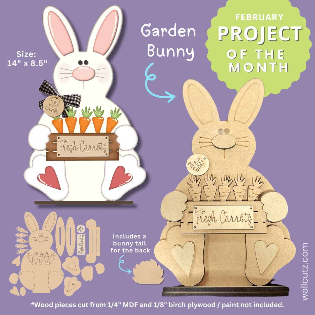 WallCutz  Project of the Month - Garden Bunny Wood Shelf Sitter Wood Kit