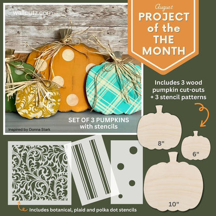 WallCutz  Project of the Month / Pumpkin Cut-Outs with Stencils (3pk) Wood Kit