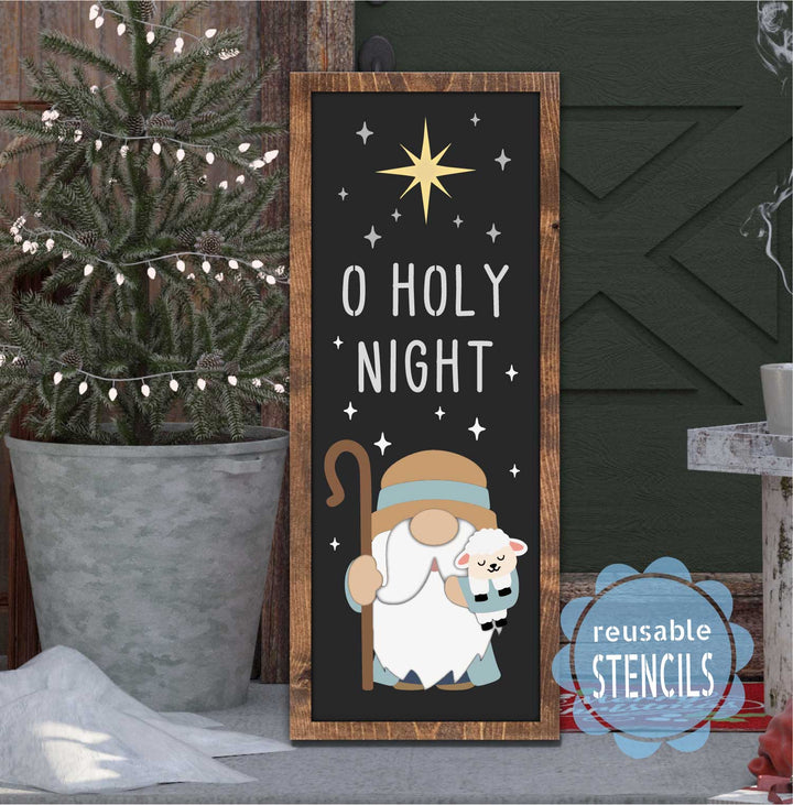 WallCutz  Shepherd Gnome / O Holy Night Stencil Stencil