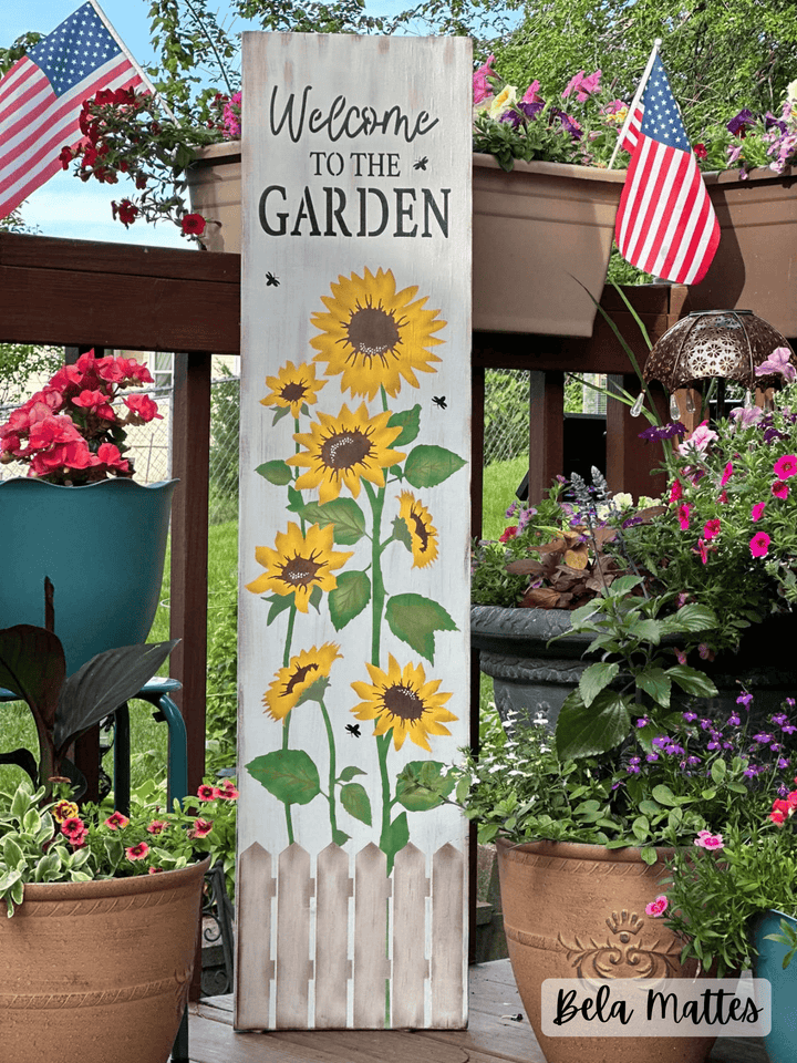 WallCutz  Sunflower Garden Porch Stencil / Reusable Stencil