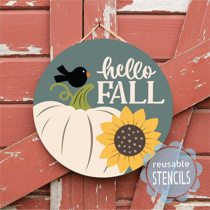 WallCutz  Sunflower Pumpkin Hello Fall Stencil Stencil