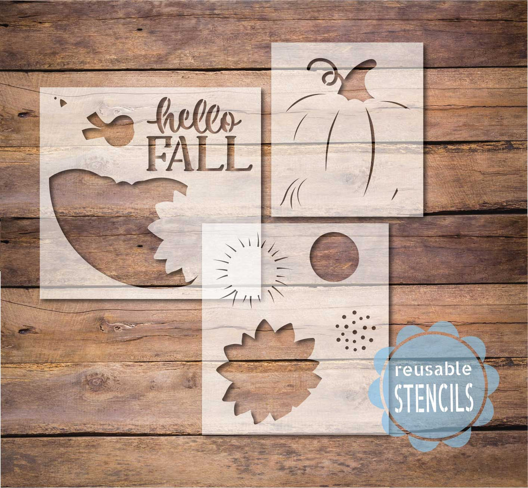 WallCutz  Sunflower Pumpkin Hello Fall Stencil Stencil