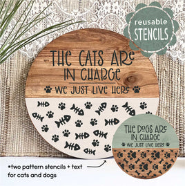 WallCutz  The Cats Are In Charge / Pet Pattern Stencils Stencil