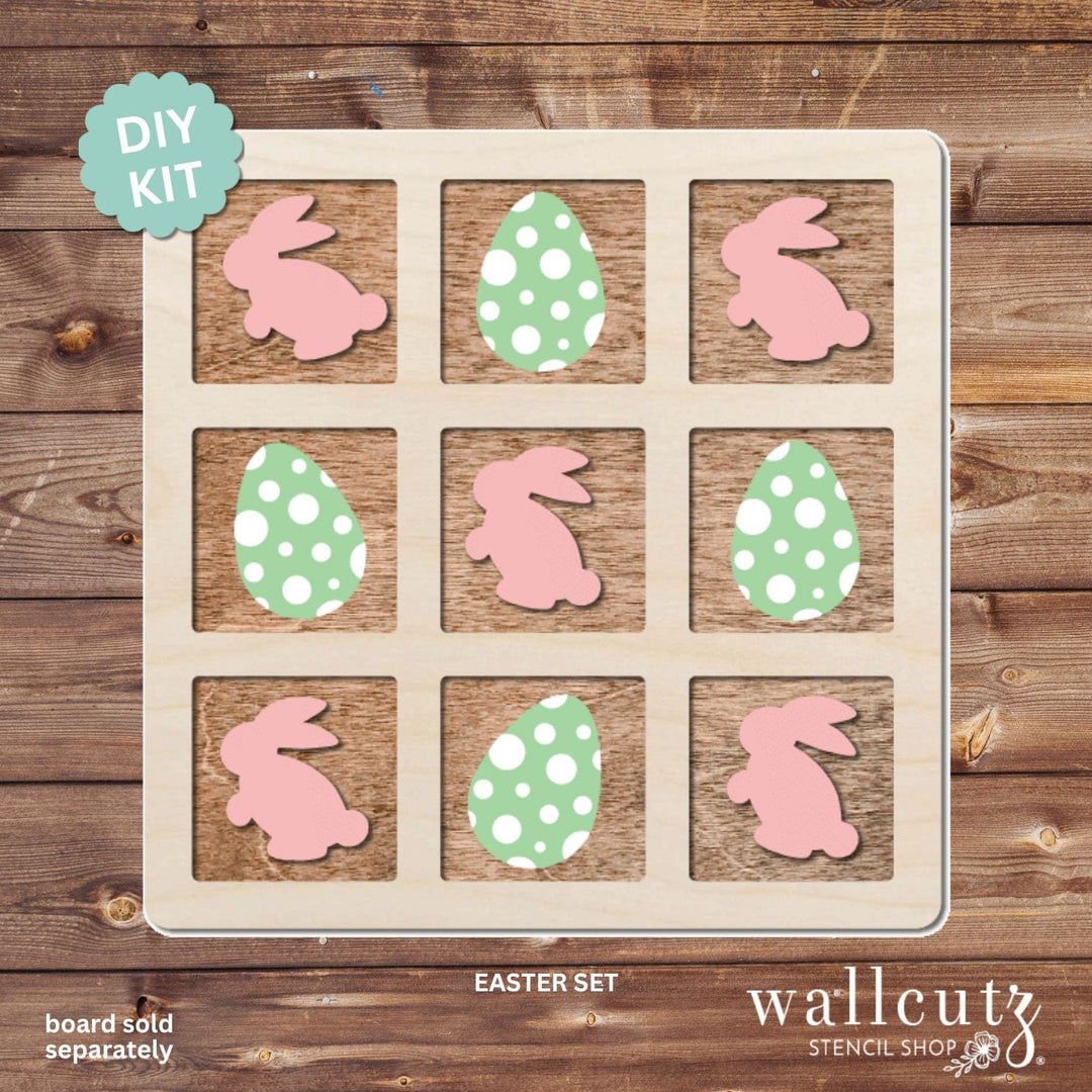 WallCutz  Tic Tac Toe Board with Optional Shape Sets Wood Kit