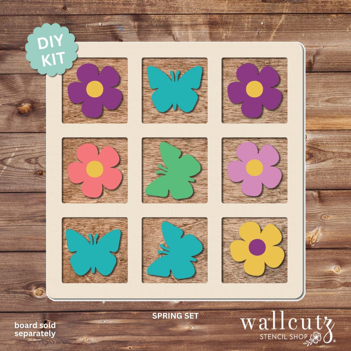 WallCutz  Tic Tac Toe Board with Optional Shape Sets Wood Kit