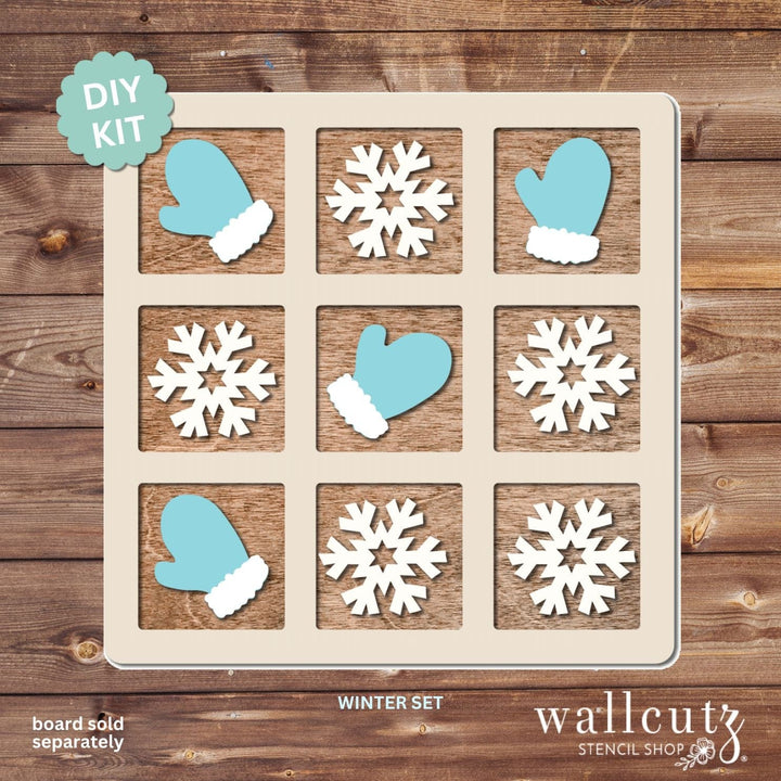 WallCutz  Tic Tac Toe Board with Optional Shape Sets Wood Kit