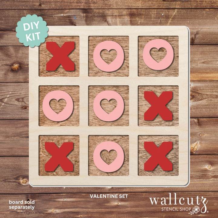 WallCutz  Tic Tac Toe Board with Optional Shape Sets Wood Kit