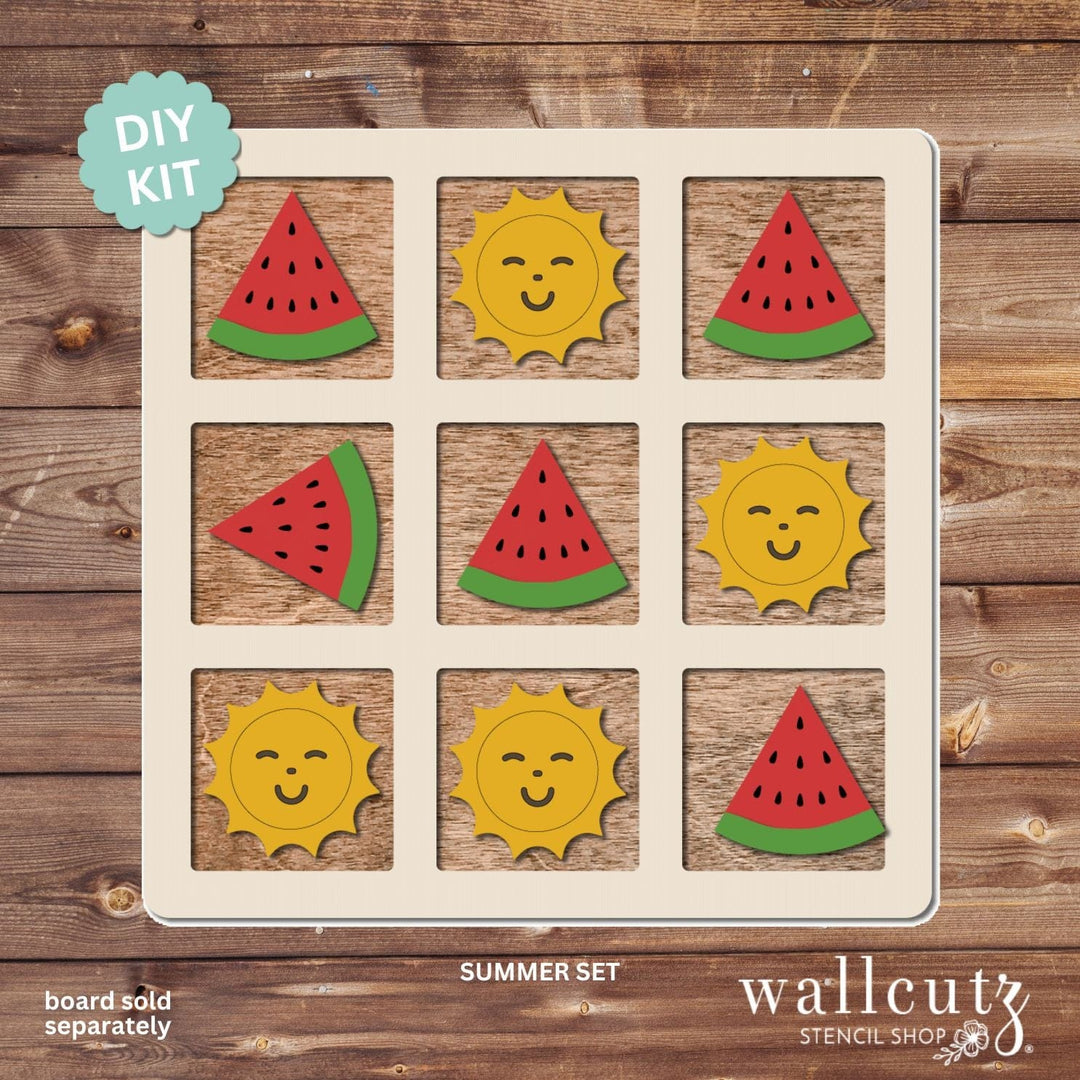 WallCutz  Tic Tac Toe Board with Optional Shape Sets Wood Kit