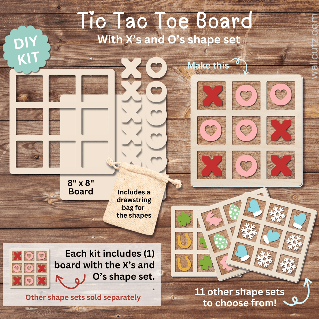 WallCutz  Tic Tac Toe Kit with Seasonal Shapes Wood Kit