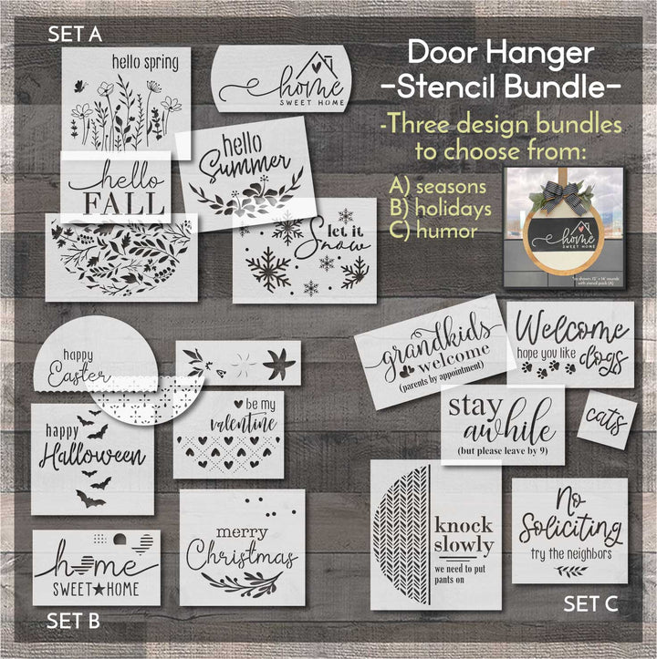 WallCutz  SET (C)  Door Hanger Stencil Bundle / Humor Set Wood Kit