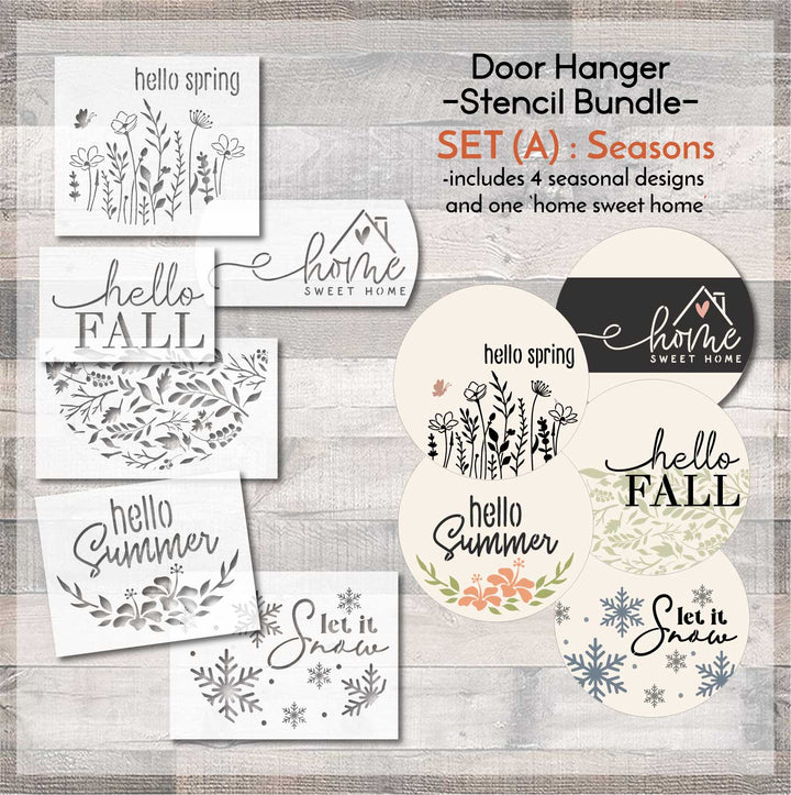 WallCutz  SET (A) Door Hanger Stencil Bundle / Seasonal Wood Kit