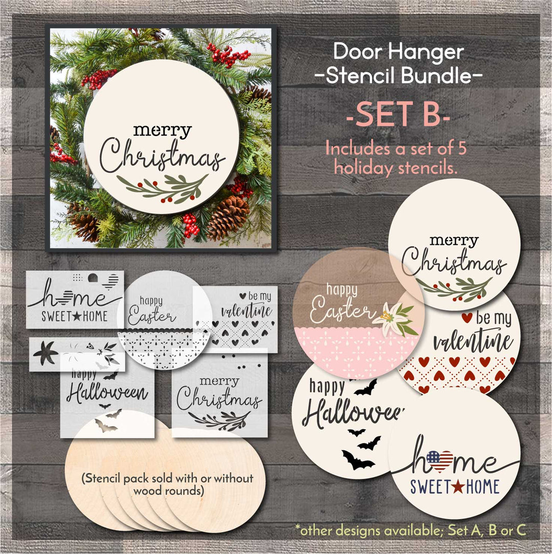 WallCutz  SET (B) /  Door Hanger Stencil Bundle / Holiday Set Wood Kit