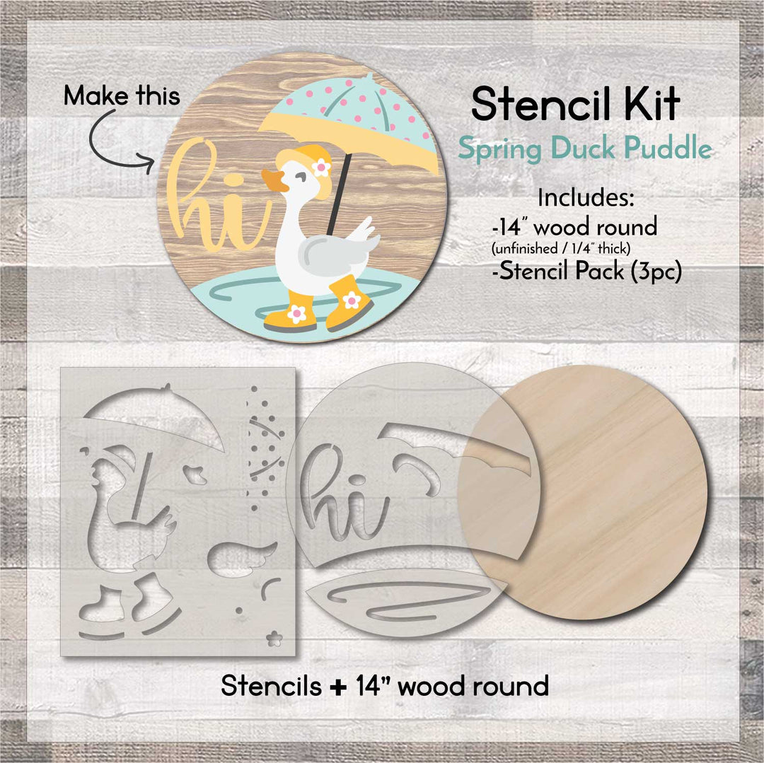 WallCutz  STENCIL KIT with Wood Round / Umbrella Duck in Puddle Wood Kit