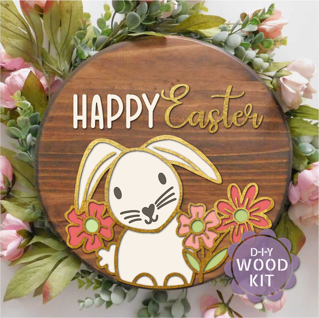 WallCutz  WOOD KIT / Easter Bunny Flowers Wood Kit