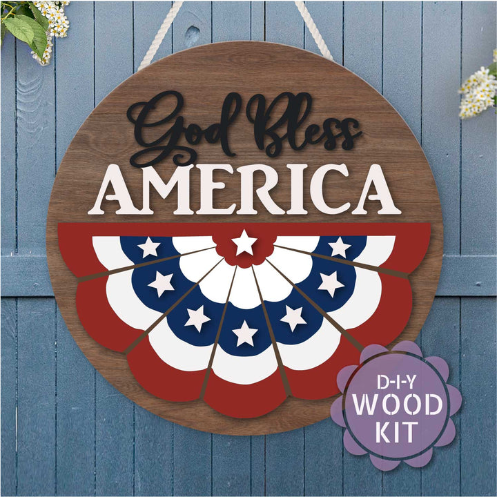 WallCutz  WOOD KIT / God Bless America Banner Wood Kit