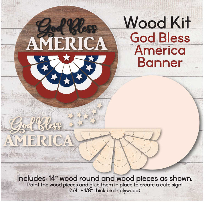 WallCutz  WOOD KIT / God Bless America Banner Wood Kit