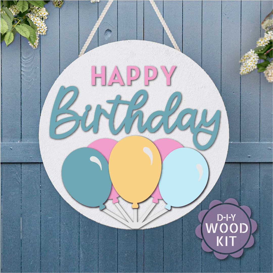 WallCutz  WOOD KIT / Happy Birthday Balloons Wood Kit