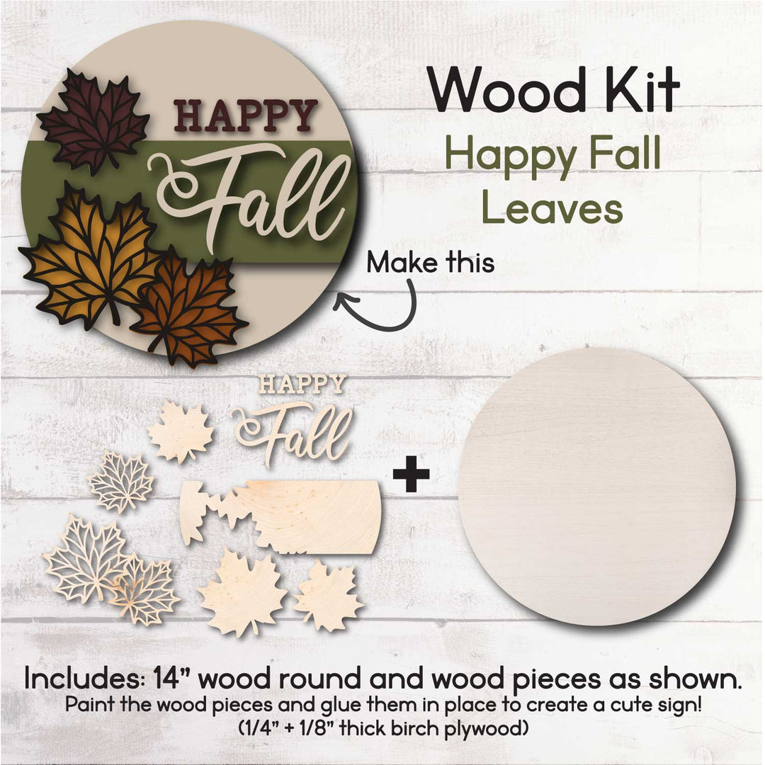 WallCutz  WOOD KIT / Happy Fall Leaves Wood Kit