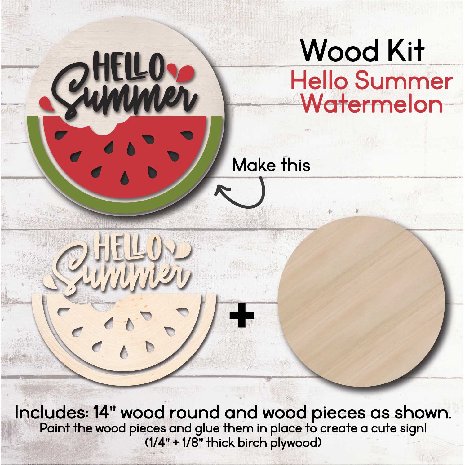 Watermelon Wood Design , Summer Decor, Craft Shapes, Wooden