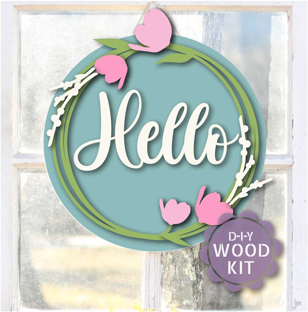 WallCutz  WOOD KIT  / Hello Tulip Wreath Wood Kit