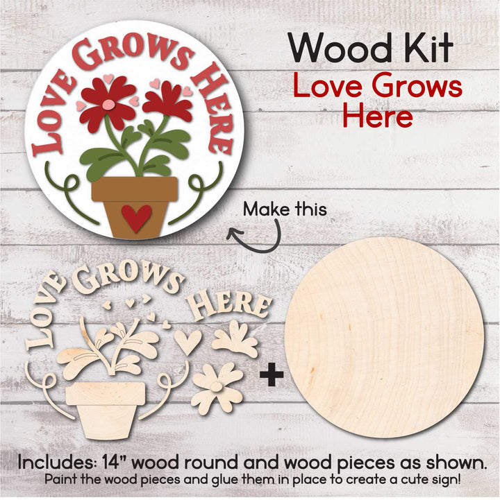 WallCutz  WOOD KIT / Love Grows Here Wood Kit