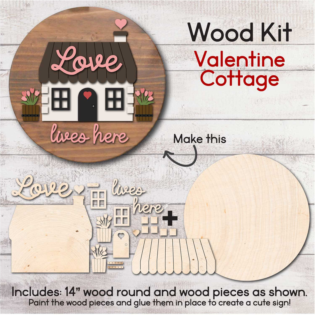 WallCutz  WOOD KIT / Love Lives Here - Cozy Cottage Wood Kit