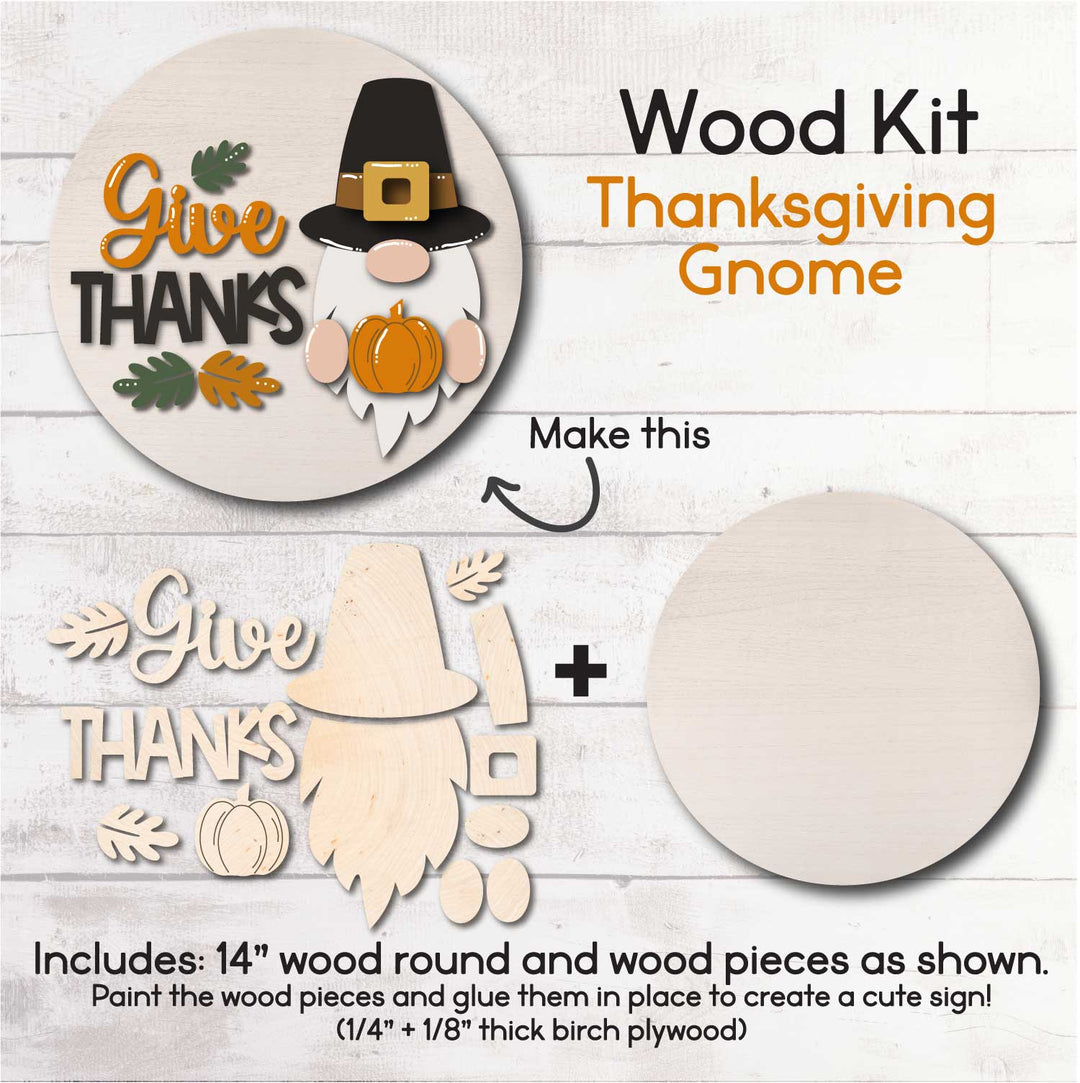 WallCutz  WOOD KIT / Thanksgiving Gnome Wood Kit