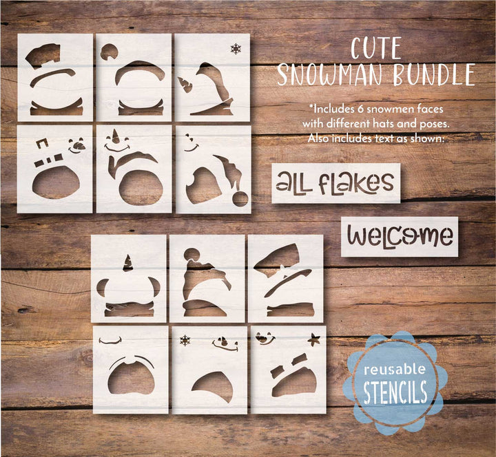 WallCutz  All Flakes Welcome / Snowman Stencil Bundle Stencil