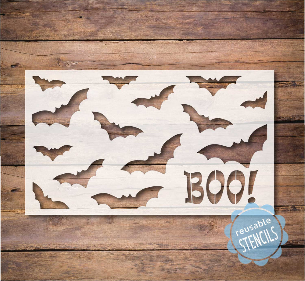 WallCutz  Bat Pattern / BOO Door Mat Stencil Stencil