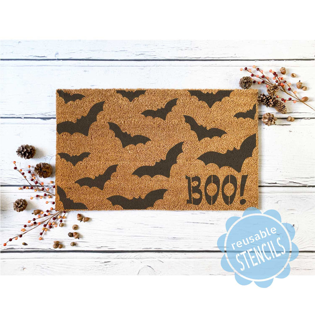 WallCutz  Bat Pattern / BOO Door Mat Stencil Stencil