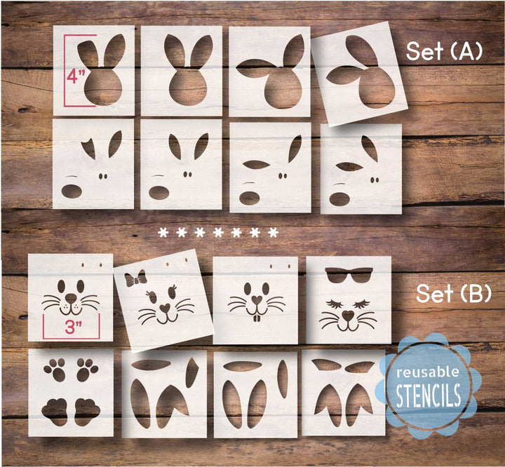 WallCutz  Bunny Faces / Stencil Pack (A) or (B) Stencil